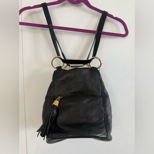 Elegant Black Leather Bucket Bag